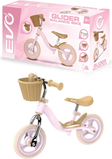 EVO børnebalancecykel Glider pink med kurv