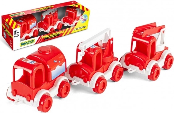 Auto brandbil Kid Cars 3 stk plast 10 cm i æske 30x8x10 cm 12m+ Wader