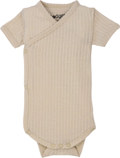 Lodger babybody med korte ærmer Seersucker Birch, størrelse 80