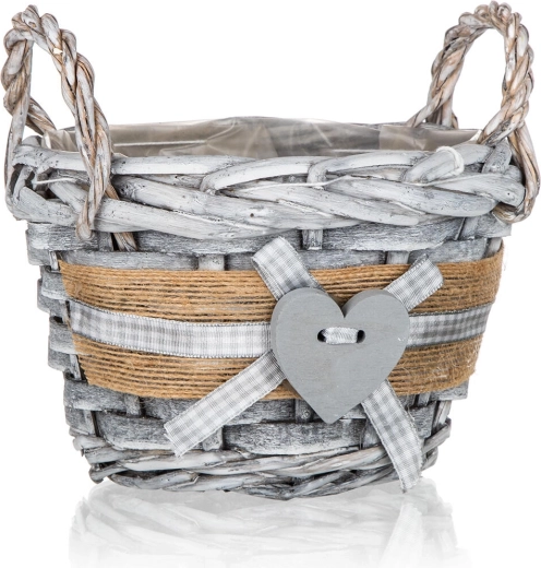 Rund flettekurv med hanke GRIS 14 × 10 cm, grå