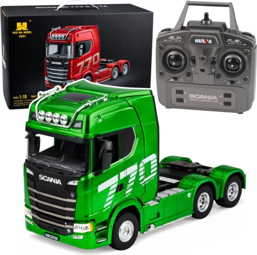 Grøn RC-trækker Scania 770S 1:18 med LED og 2,4 GHz styring