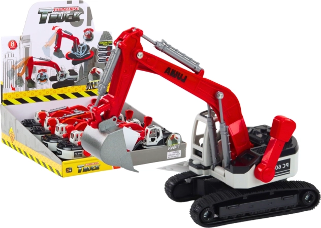 Metallisk rød-hvid bæltegraver med skovl