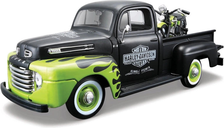 Maisto Harley-Davidson custom 1948 Ford F-1 pickup med motorcykel 1948 FL Panhead 1:24