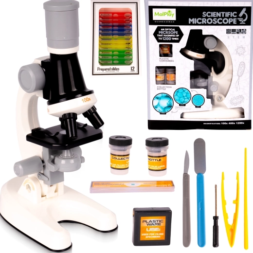 børnemikroskop med tilbehør og præparater