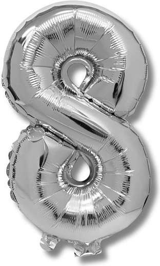 Folieballon tallet 8 sølv 40 cm