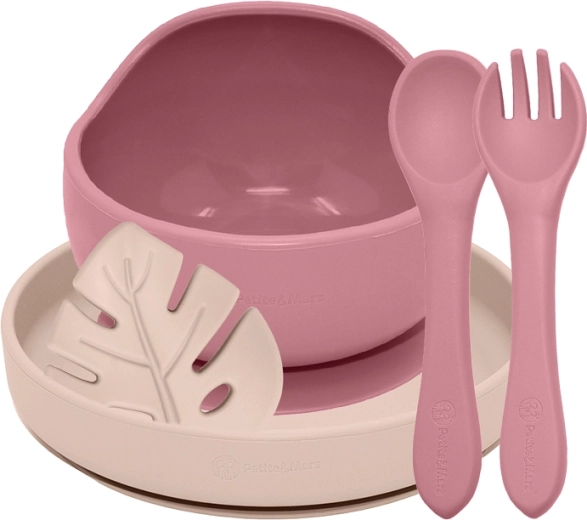 Petite&Mars spisesilikonesæt take&match dusty rose – desert sand 6m+ (4 stk.)