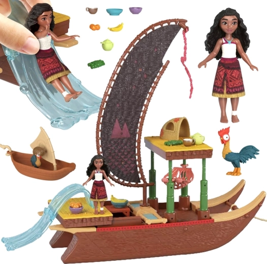 Mattel Disney Vaiana 2-skib med Vaiana-dukke og tilbehør