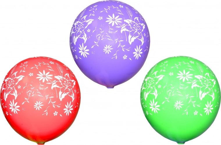 Oppustelige balloner med blomsterprint - sæt med 10 stk.