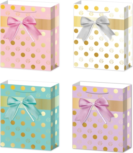 Gavepose S med sløjfer og prikker