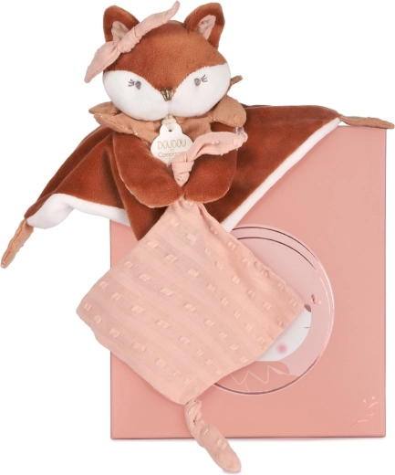 Doudou gavesæt – plysreven Mina med sutteholder 20 cm