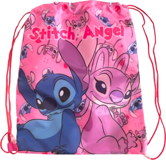 Børnesnørepose Lilo & Stitch, pink, 40 × 35 cm