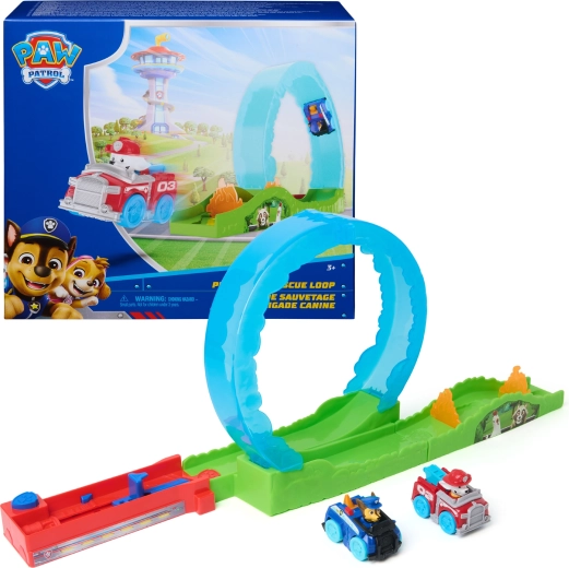 PAW Patrol Pup Squad Rescue Loop – racerbane med loop, affyrer og biler med Chase og Marshall