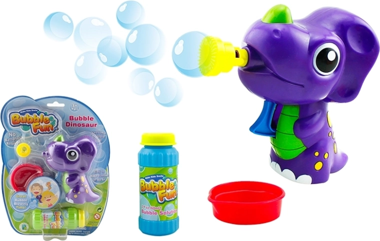 Sæbeboblepistol dinosaur med påfyldning 60 ml – lilla