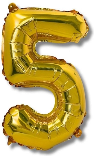 Folieballon tal 5, 40 cm, guld