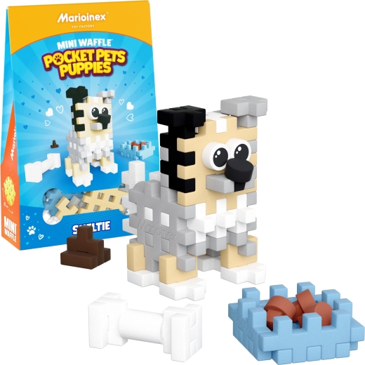 Byggesæt Mini Waffle Pocket Pets – Sheltie-hvalp fra Marioinex