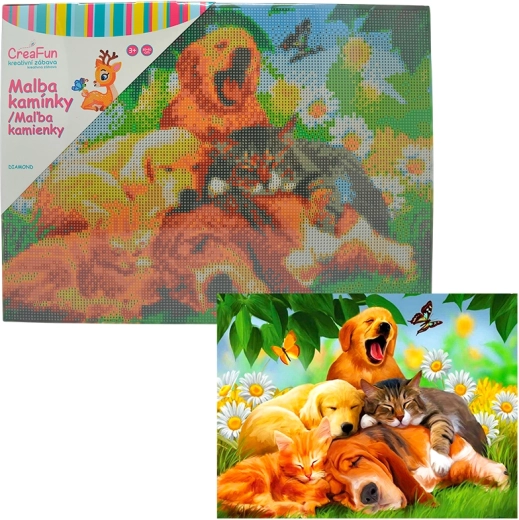 Diamantmaling – siesta hunde og katte 30 × 40 cm