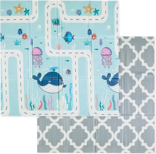Sammenklappelig legeunderlag Petite&Mars Campy L 130 × 200 cm animals & hexagon