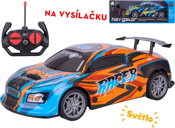 RC racerbil 26 cm med fuld styring og lyseffekter
