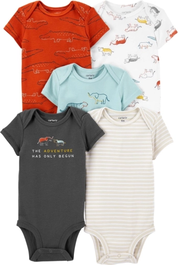 Carter’s sæt med babybodyer med korte ærmer dino 5 stk. (til drenge)