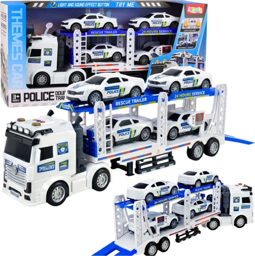 Politiets autotransporter med bugsertrailer, lys og lyde