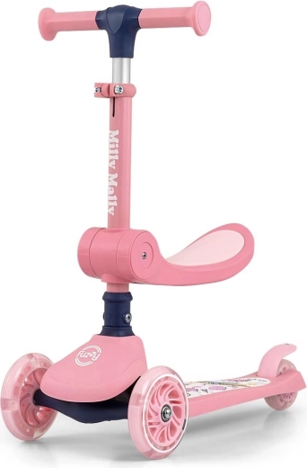 Milly Mally Fuzzy pink løbehjul til børn med balancefunktion og løbecykel