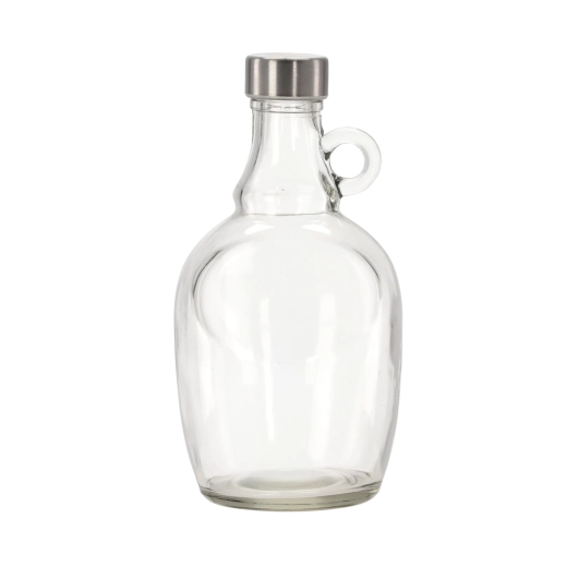 Glasflaske med hank 1 l med metalskrue låg