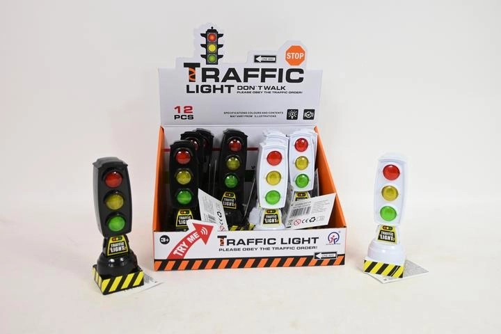 Mini-trafiklys med lys- og lydeffekter (12 stk. i display)