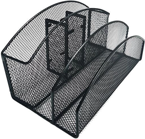 Metal skrivebordsorganizer, 5 rum, sort