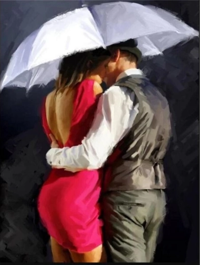 Diamantmozaik (diamond painting) Under paraplyen 30 × 40 cm - 1 stk.