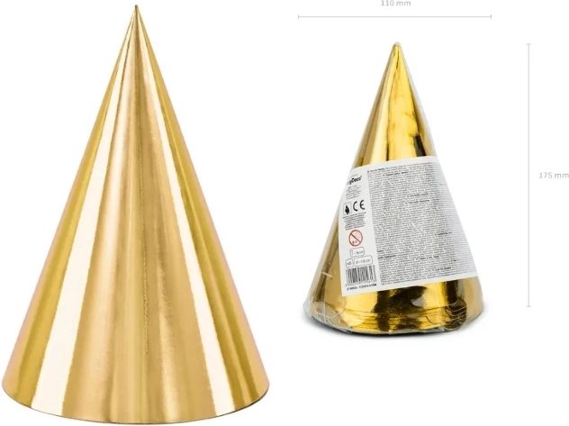 Gyldne partyhatte 16 cm
