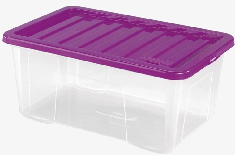 Plastisk opbevaringsboks med låg HEIDRUN Quasar 50 l