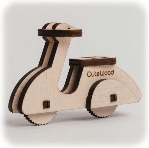 CuteWood træ 3D-puslespil – knallert