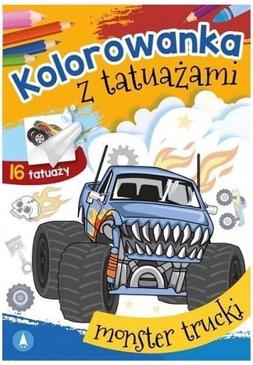 Mototattoo Monster trucks – malebog og aftagelige tatoveringer