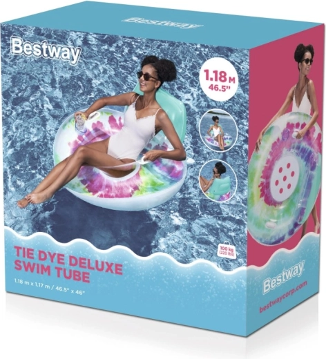 Oppustelig badering med ryglæn Bestway Tie Dye 118 × 117 cm