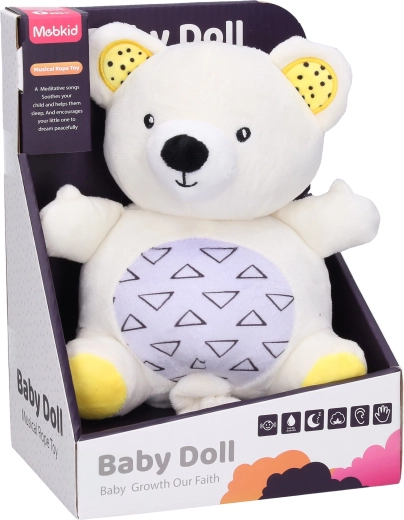 Optrækkelig plysbamse med vuggevise 19 cm