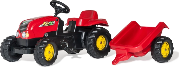 Rolly Toys pedaltraktor Rolly Kid-X med trailer rød