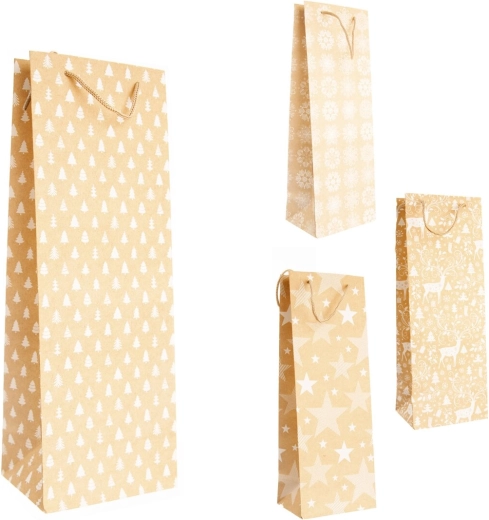 Julegavepose beige-hvid 13 × 10 × 35 cm (4 varianter)