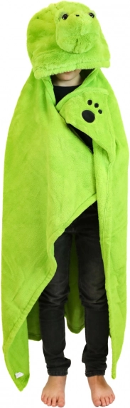 Cozy Noxxiez varm børneplaid med hætte skildpadde