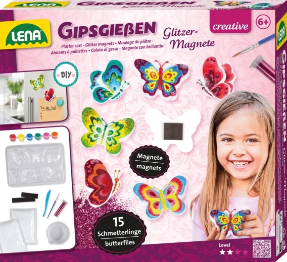 Lena gipsmagneter med glitter, sommerfugle