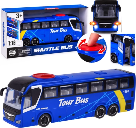 Interaktiv turistbus Tour Bus med lys og lyd 1:16