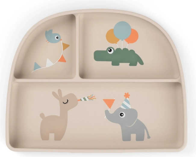 Done by Deer sugekop opdelt tallerken Stick&Stay Celebration sandfarvet