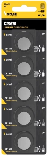 Technik Platinum lithium knapcellebatteri CR1616 3 V, pakke med 5 stk