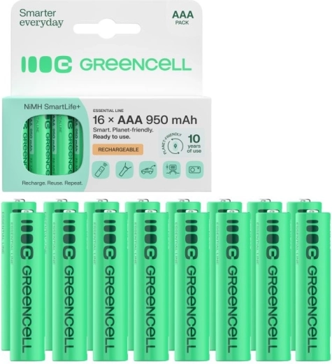Green Cell genopladelige batterier AAA (HR03) 950 mAh 16 stk