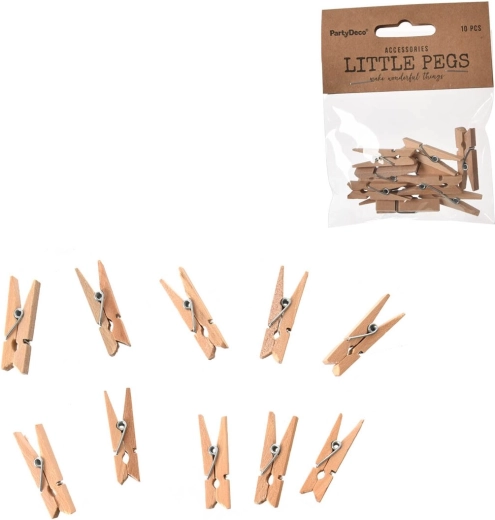 Mini træ-tøjklemmer brune 3,5 cm (10 stk.)