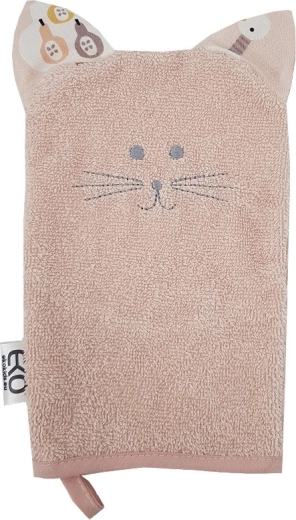 EKO bomuldsvaskeklud med ører Cat rose pink 20 × 15 cm