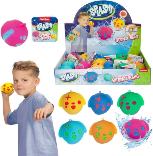 Blød vandbold af svamp 6 cm – mix af farver