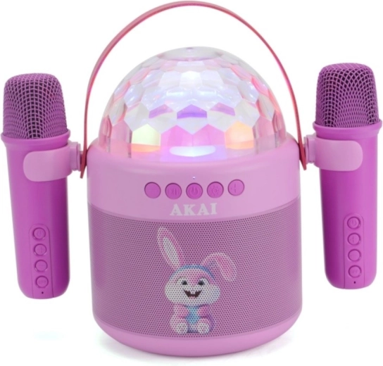 AKAI JoyBox Kids karaoke-sæt til børn med højttaler, 2 trådløse mikrofoner og RGB LED