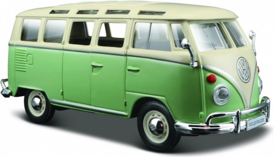 Metalmodel Volkswagen Van Samba beige‑grøn 1:24