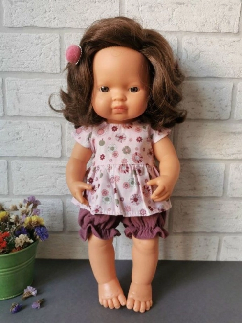 Tunika og trusser til dukke 38 cm lyserøde rosetter
