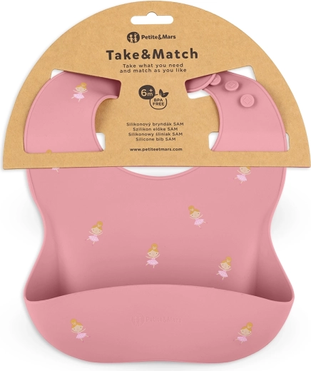 Petite&Mars silikonehagesmæk Take&Match rose princesses 6m+